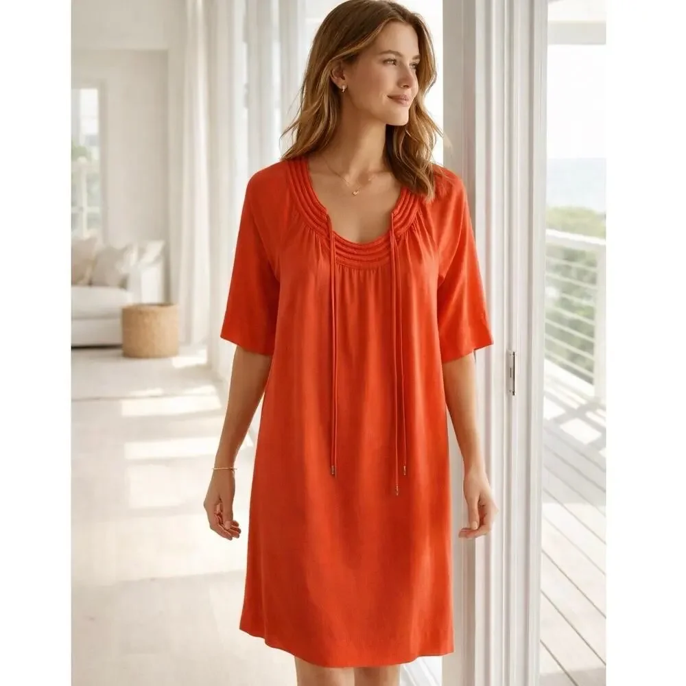 Diane Von Furstenberg Parlian Shift Dress Coral Size 10 - Picture 4 of 15